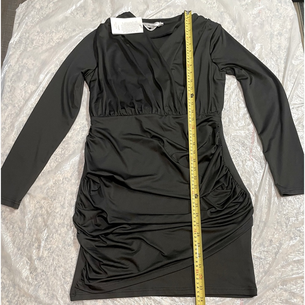 Grace Karin brand new black ruched mini dress size Large - Picture 3 of 6